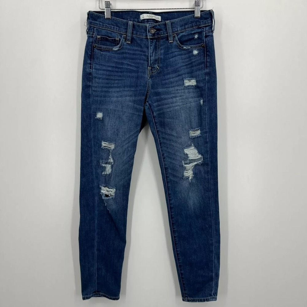 Abercrombie & Fitch Jeans Women's Size 0 Blue 25" Waist High Rise Distressed